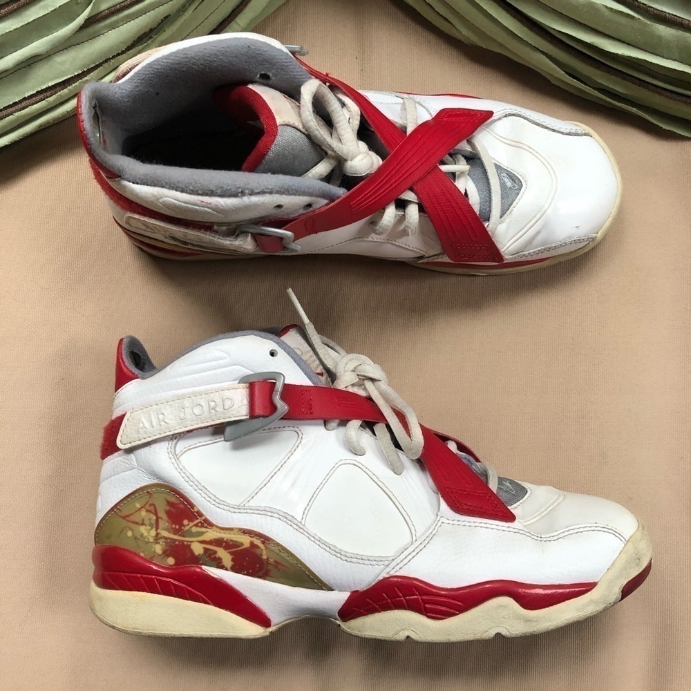 Air Jordan 8.0 White Varsity Red Stealth Size 7 Y